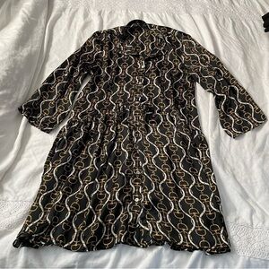 Zara Equestrian Chain Horse Bit Bridle Long Sleeve Drop Waist Dress Portugal